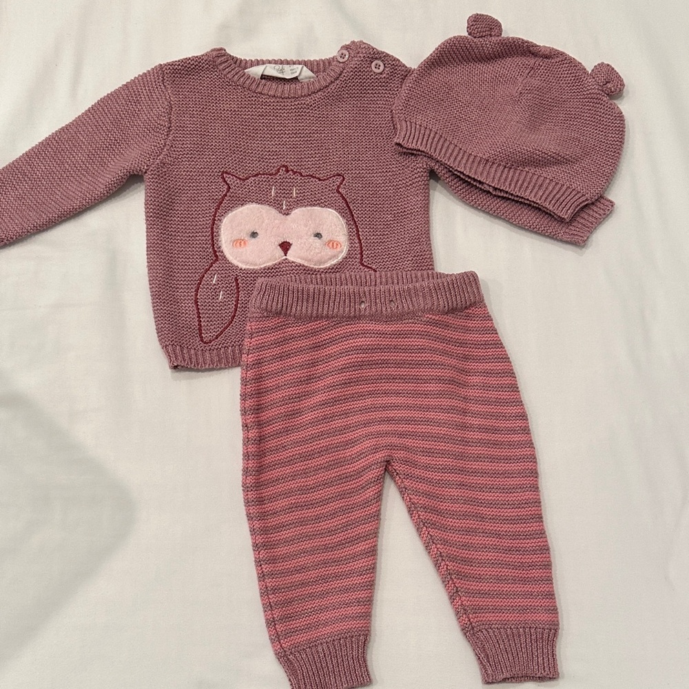 Rene Rofe Baby Pink Knit Animal Set